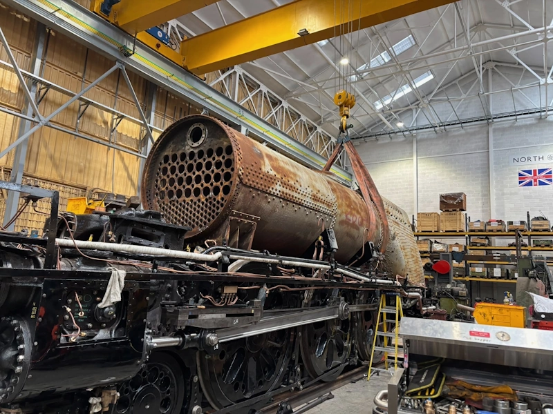 Photographs of the test fitting of the boiler