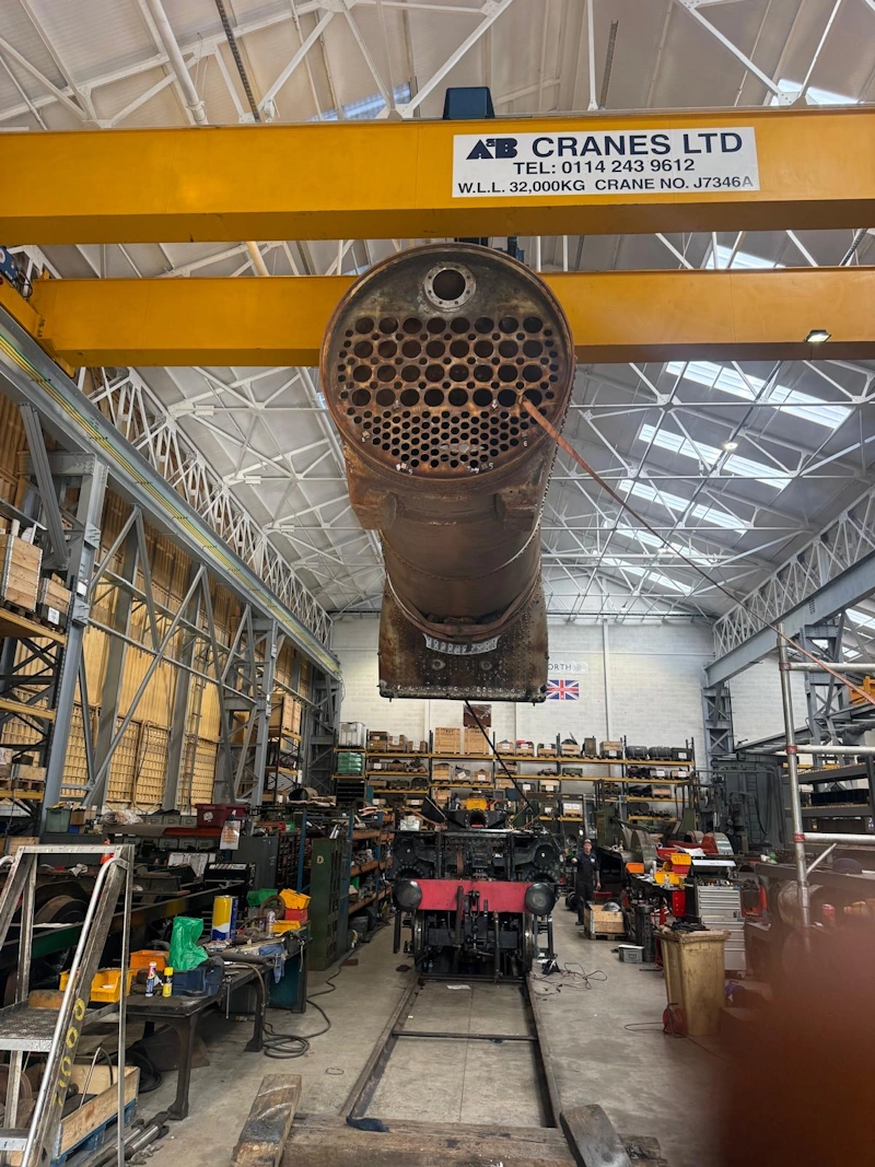 Photographs of the test fitting of the boiler